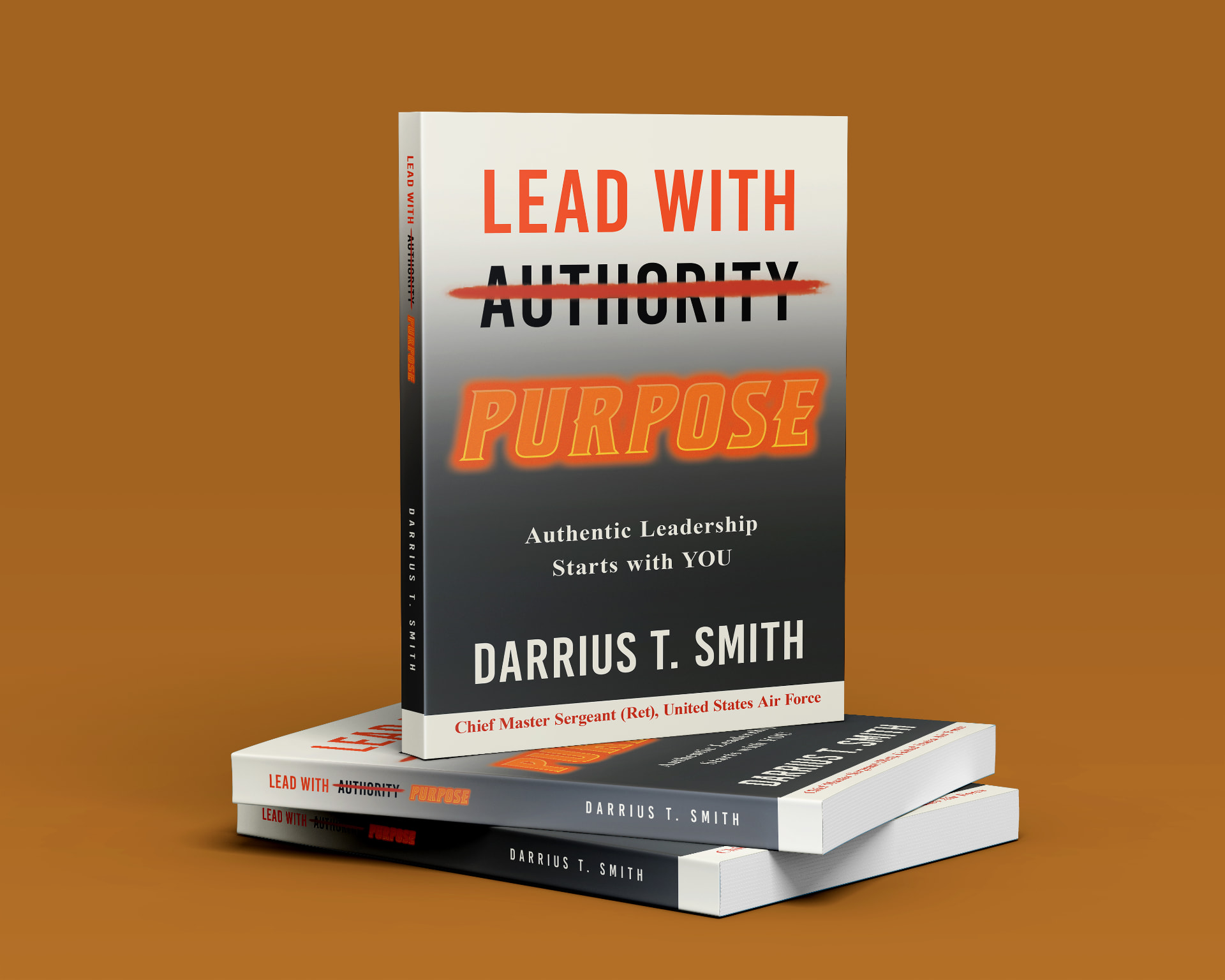 Lead With Purpose hardcover copies stacked, by Darrius T. Smith