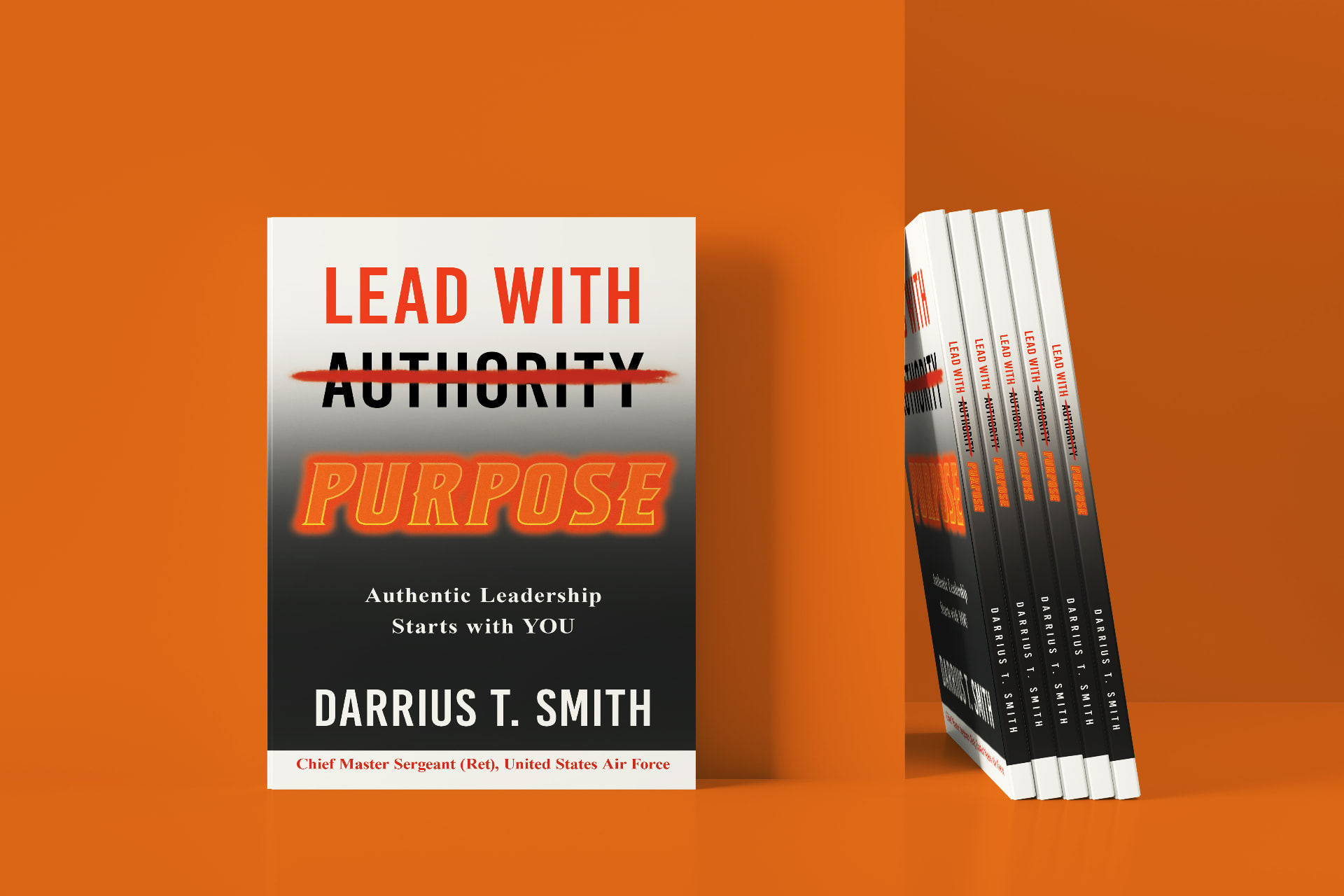 Lead With Purpose cover displayed beside a row of book spines